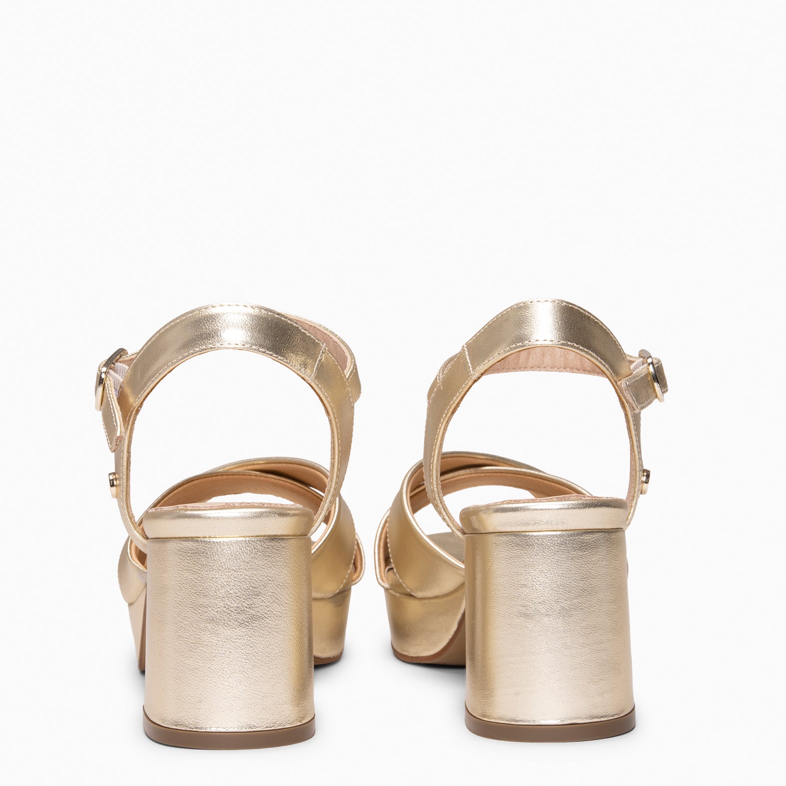 CERDEÑA - Sandalias de tacón ancho y plataforma PLATINO