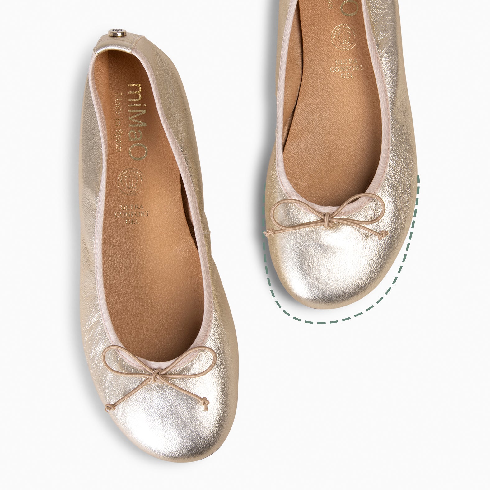 CAMPANILLA - Ballerines Baresoft à nœud DORÉ