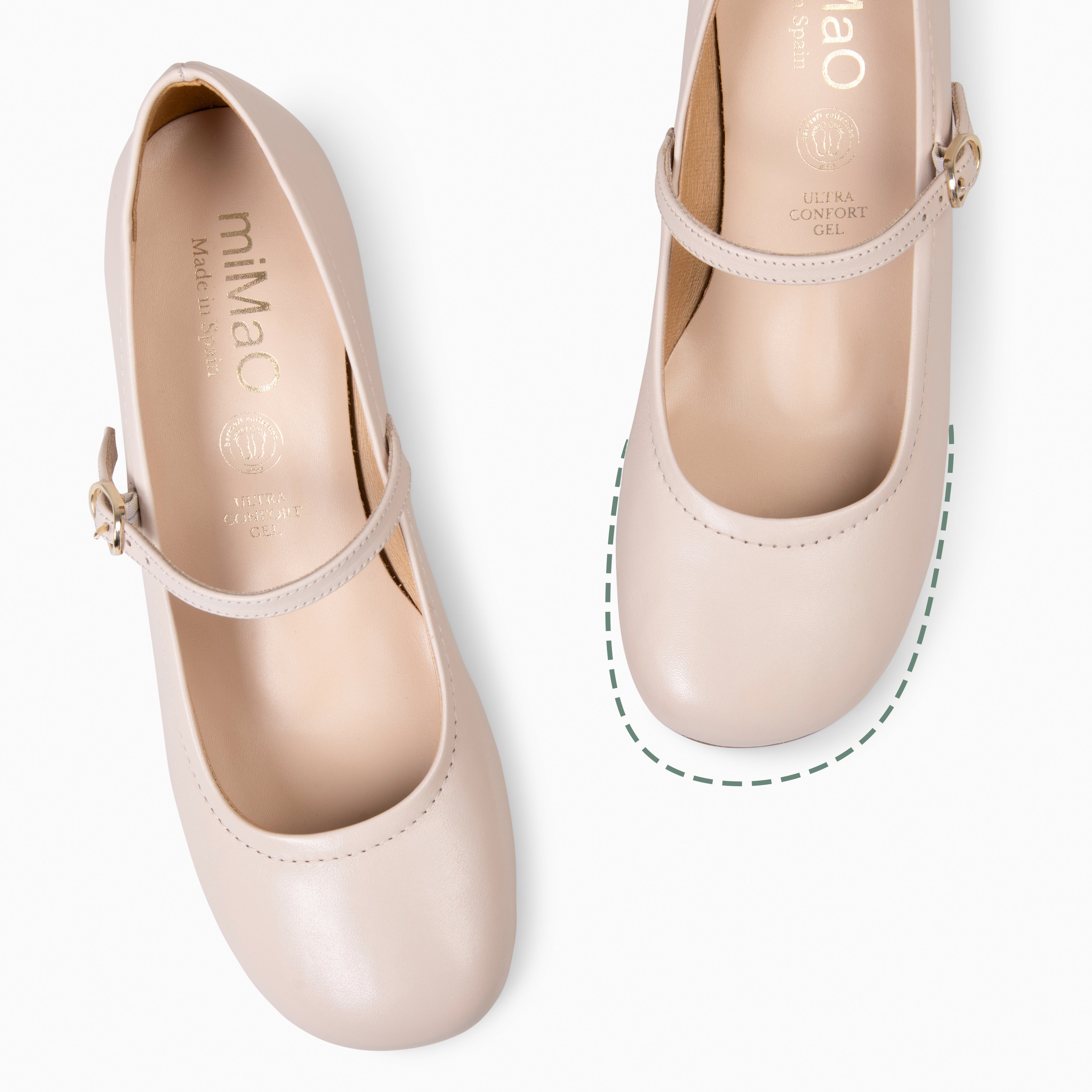 ROSALÍA - MERCEDITAS DE TACÓN ESTILO BARESOFT BEIGE - miMaO ®