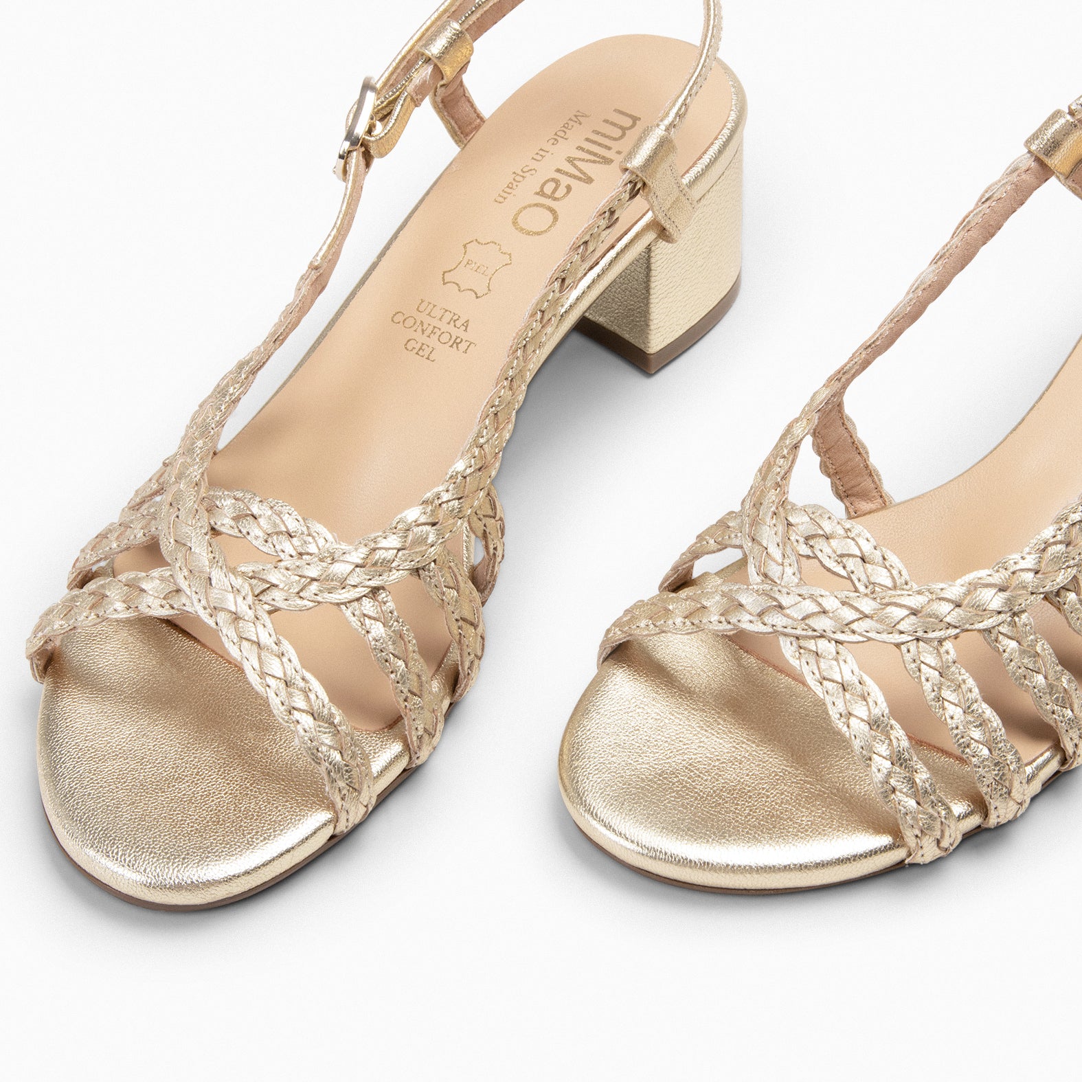 LINA - Sandalias de tacón ancho PLATINO - miMaO ®