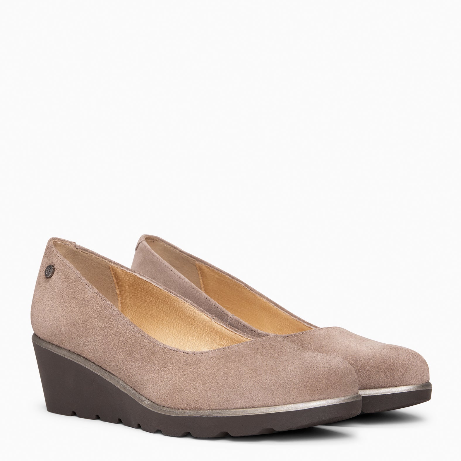 IRIS - Ballerines à talon compensé TAUPE