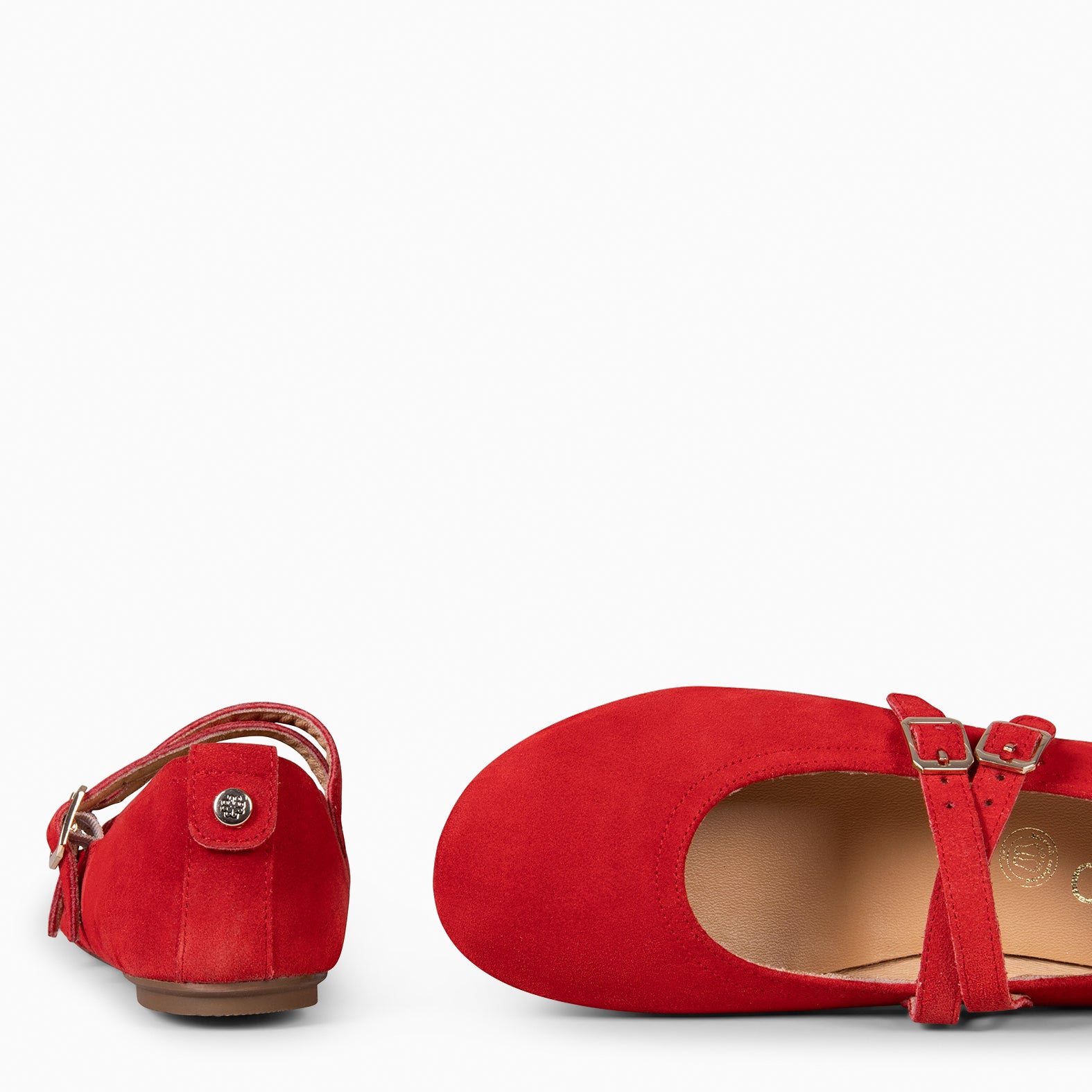AMAPOLA – Mary Jane à lanières croisées en daim ROUGE