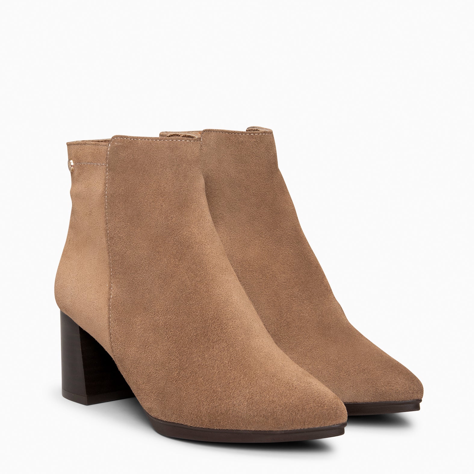 CITY - Botines de tacón ancho y punta fina TAUPE