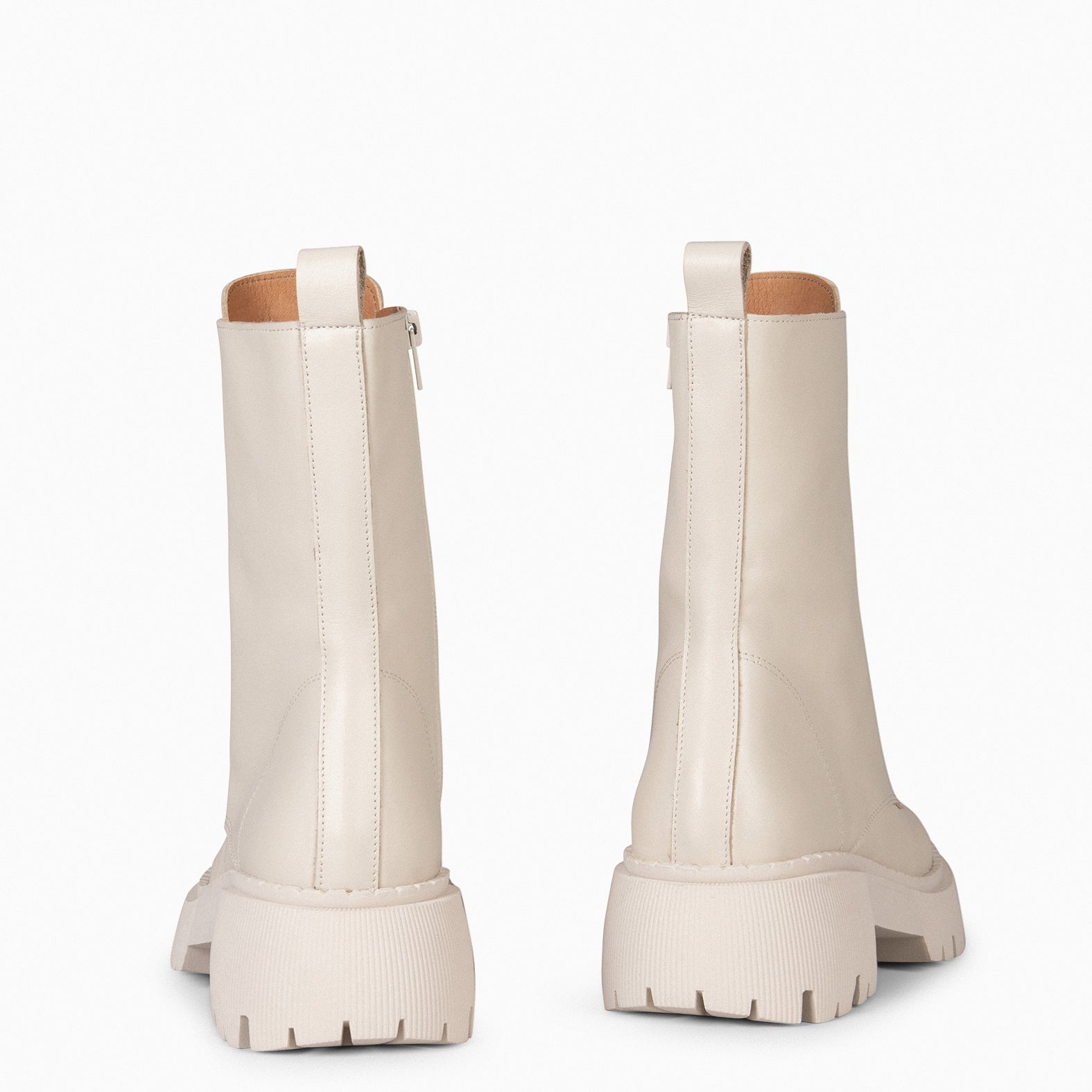 HALEN – BEIGE Military boots with track platform