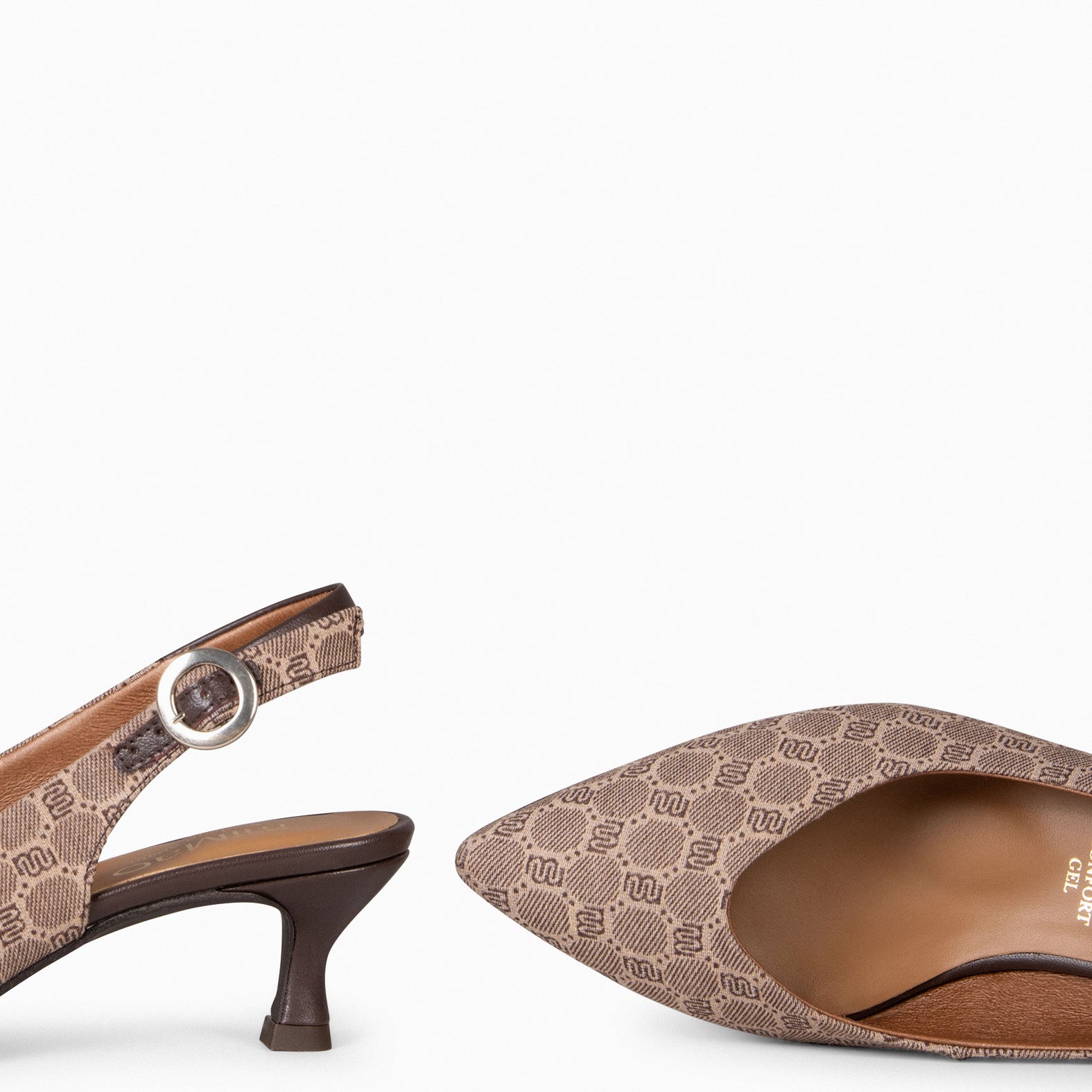 ANGIE – Slingbacks à petit talon kitten MARRON