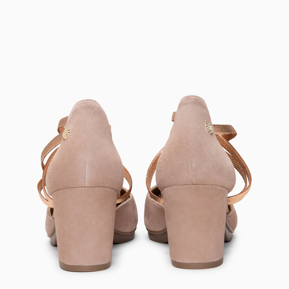 CINDY - Zapatos de tacón con tiras elásticas cruzadas NUDE METAL