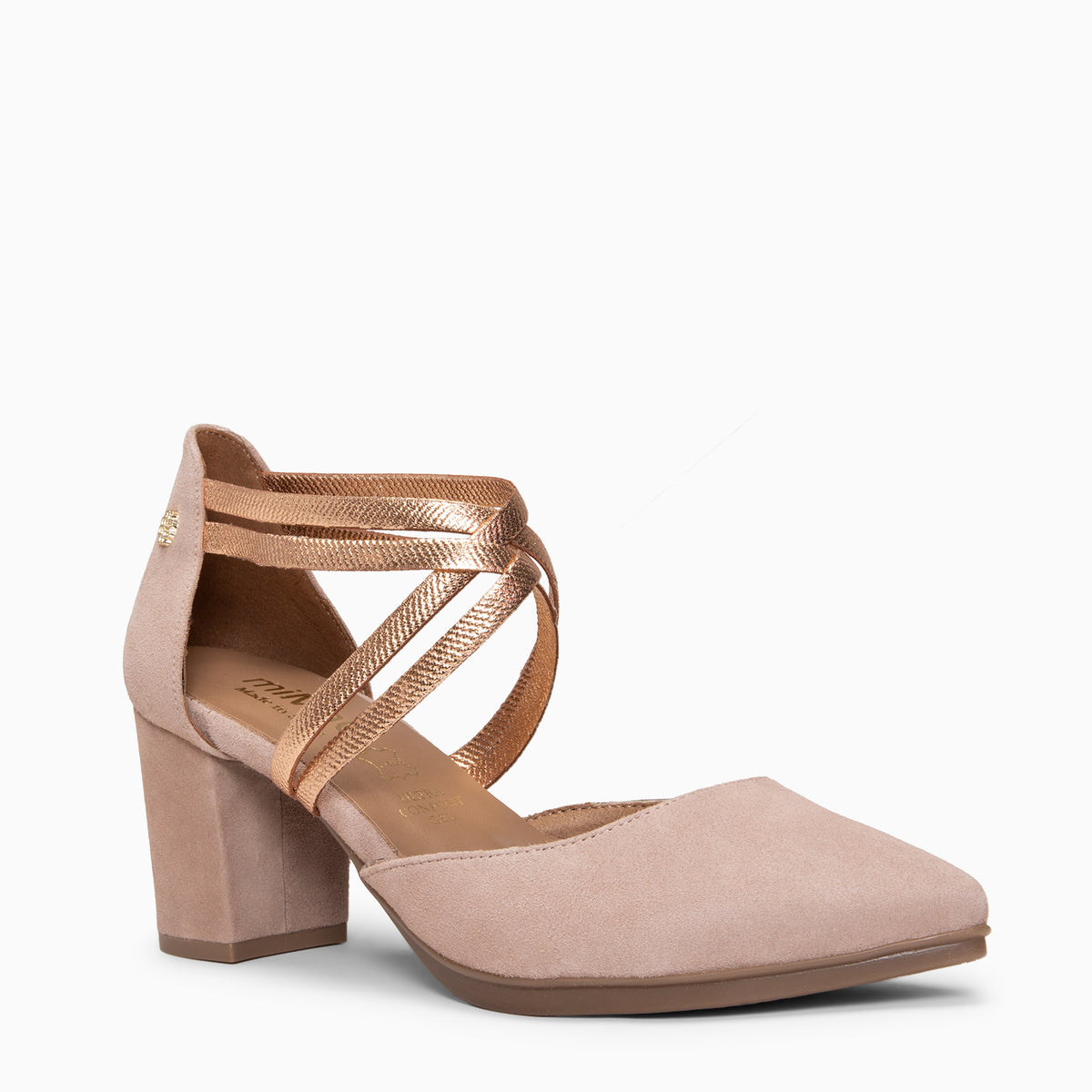 CINDY - Zapatos de tacón con tiras elásticas cruzadas NUDE METAL