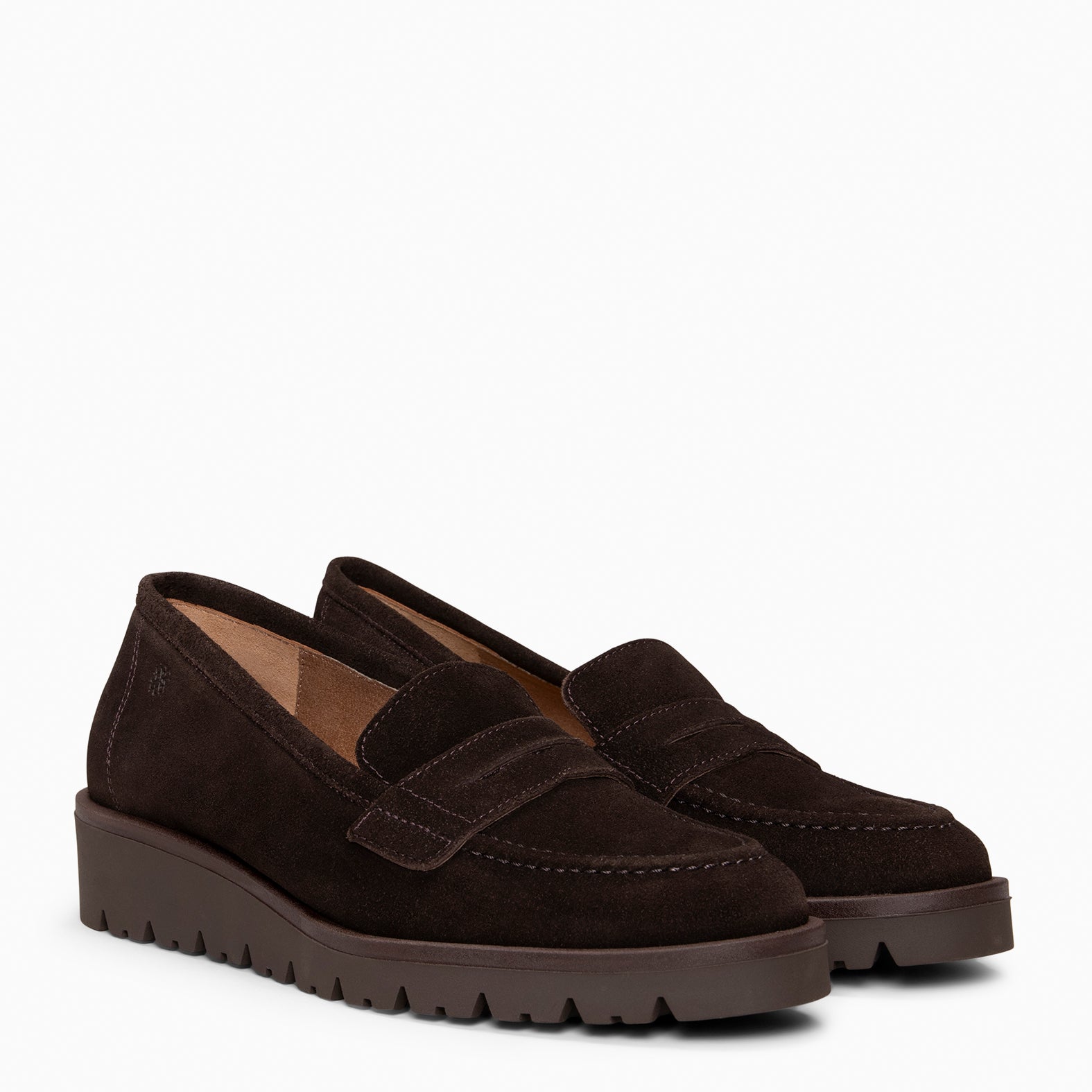 DAFNE - BROWN leather wedge loafers