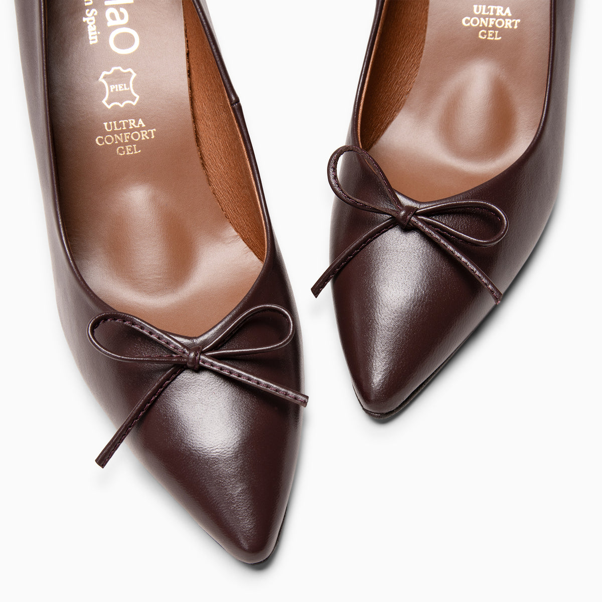 MONI - Zapatos de salón de tacón fino con lazo BURDEOS