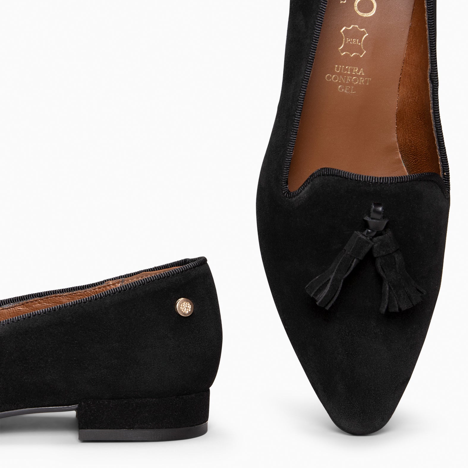 ADISA – Mocasines de piel de serraje NEGRO