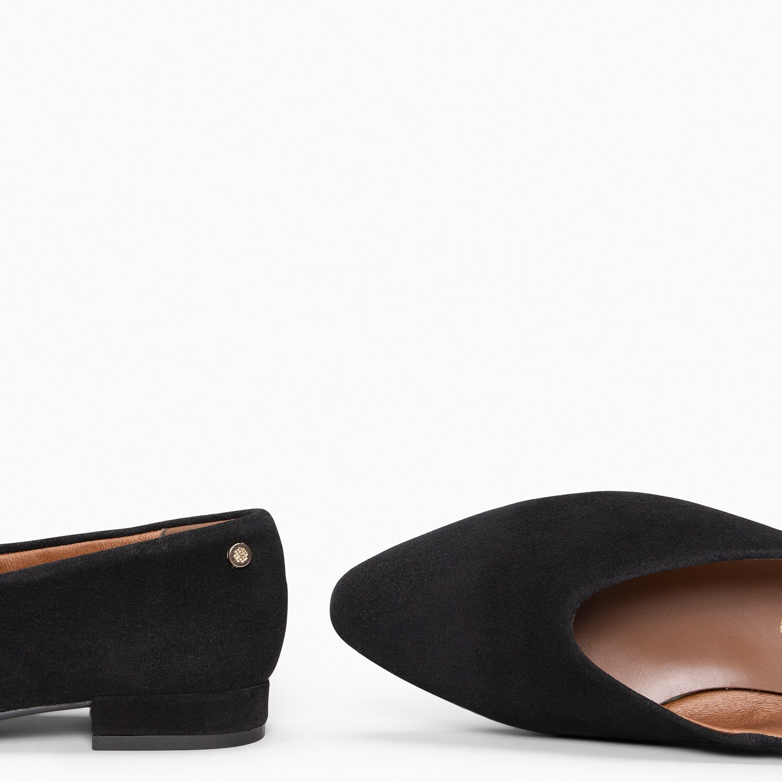 URBAN LACY - Chaussures plates à bout pointu en daim NOIR