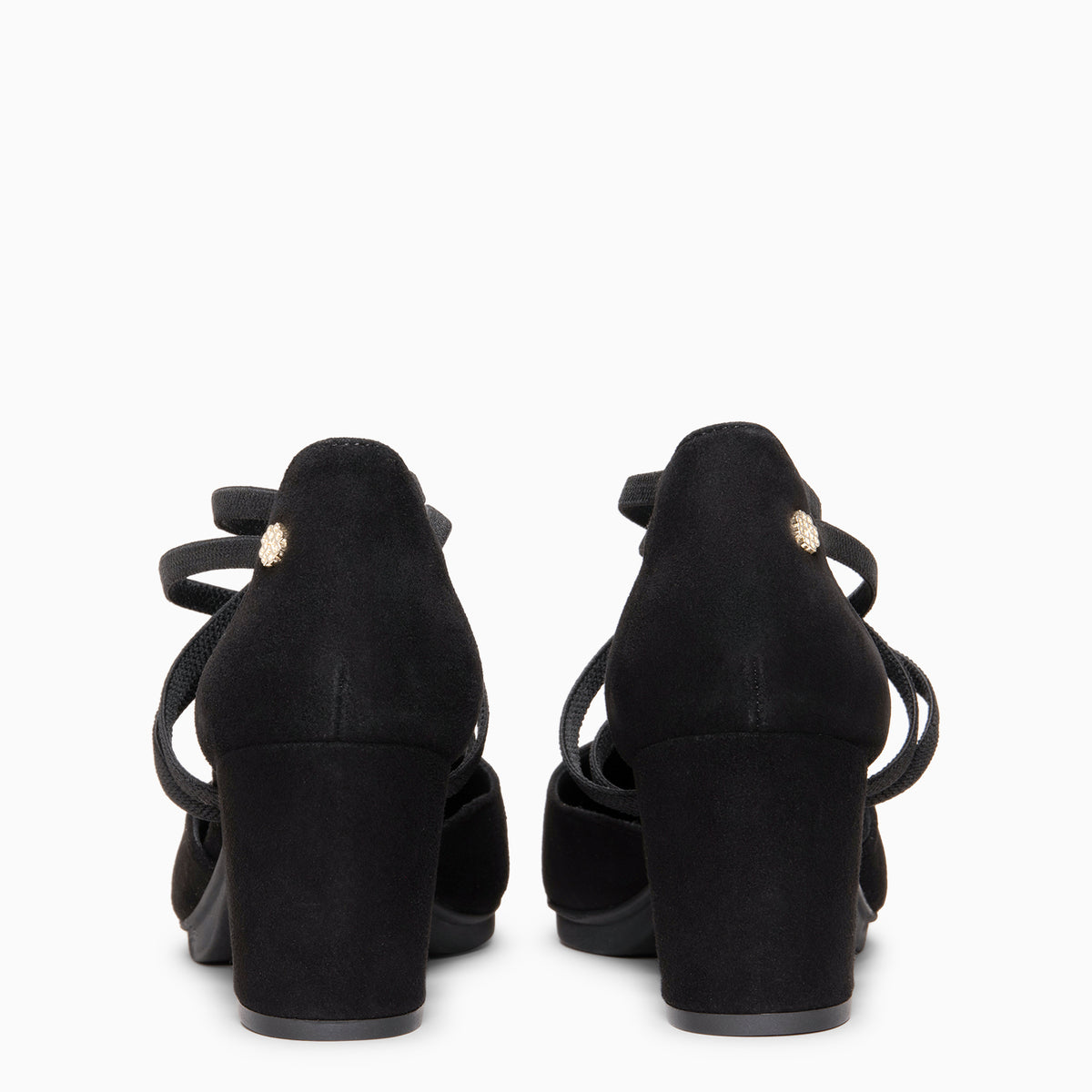 CINDY - BLACK Heeled shoes with crossed elastic straps