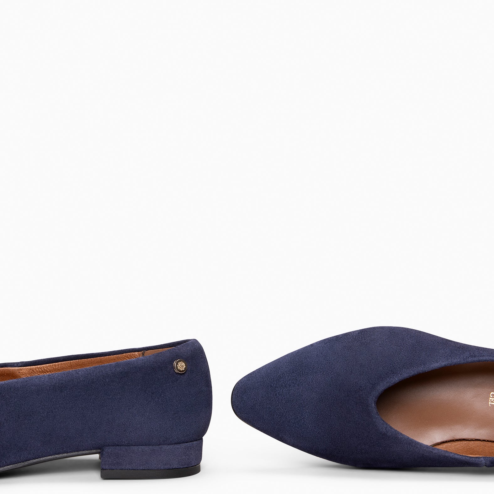 URBAN LACY - Bailarina con tacón bajo en piel de serraje MARINO