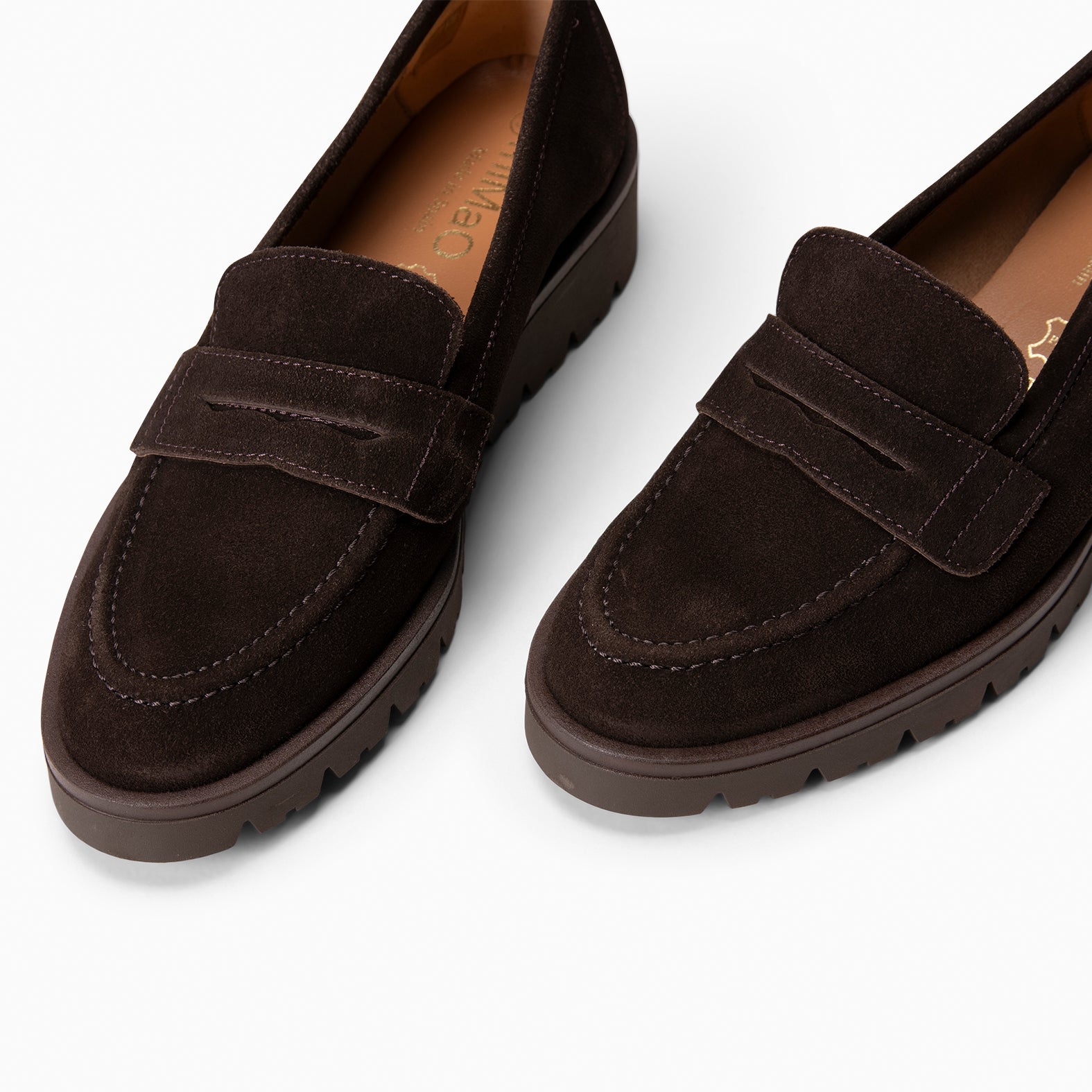 DAFNE - BROWN leather wedge loafers