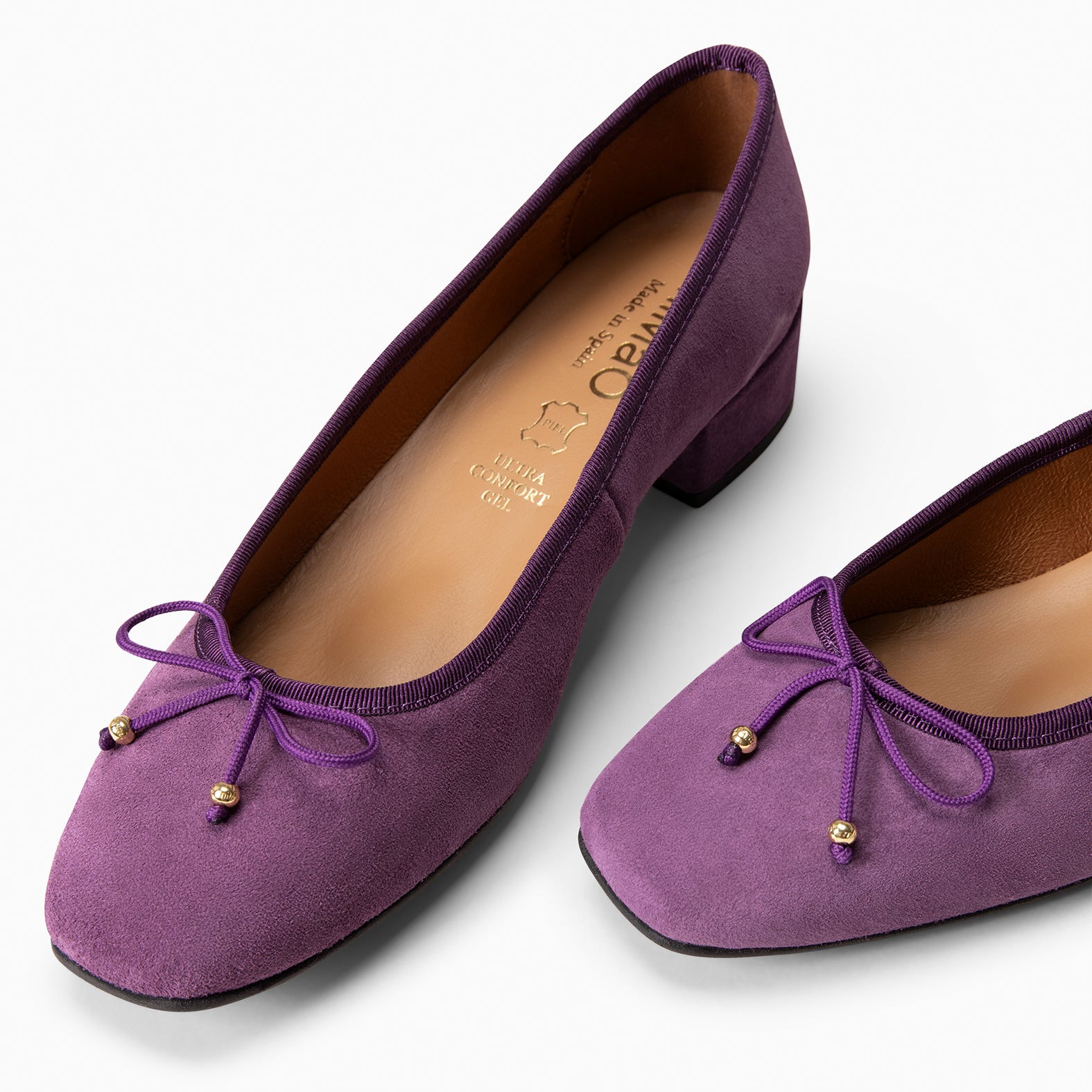 NINA – PURPLE Ballerina low heel in suede leather