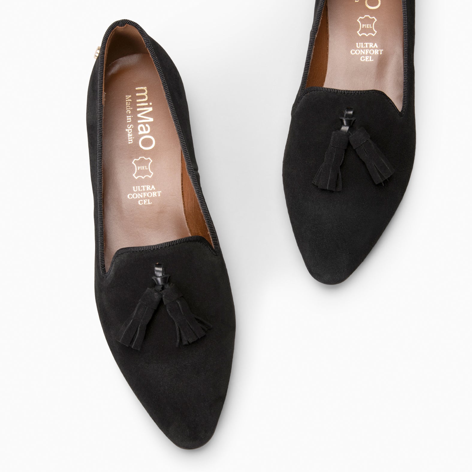 ADISA – Mocasines de piel de serraje NEGRO