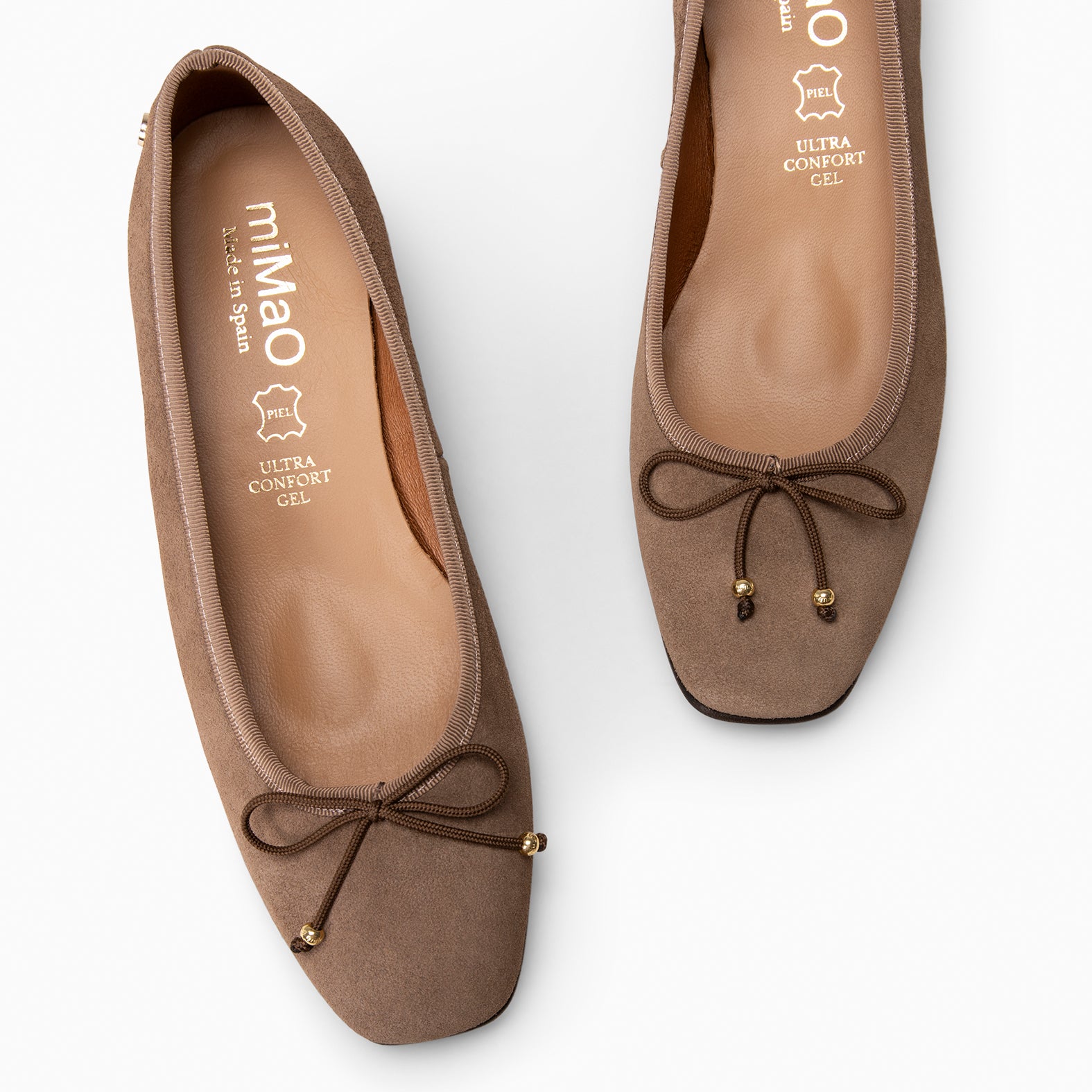 NINA - Ballerines à talon en daim TAUPE