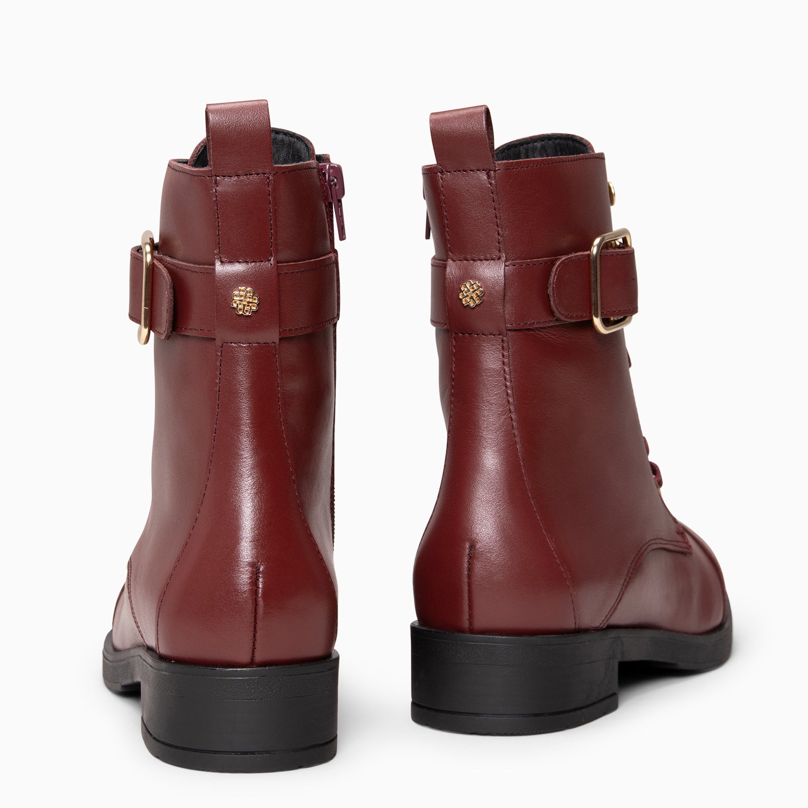 BELFAST – Botines con cordones de piel BURDEOS