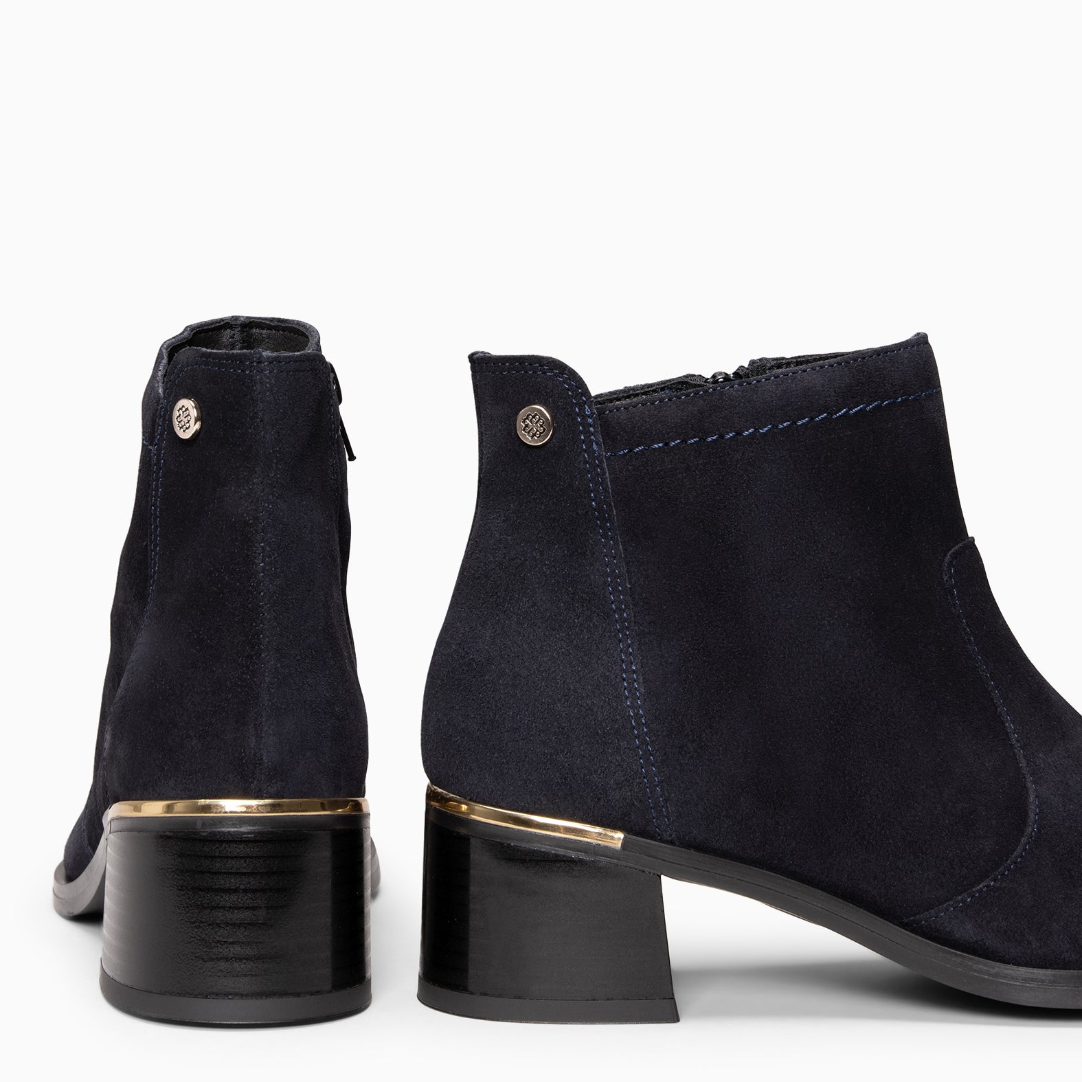 NIXIE - Bottines à talon moyen en daim hydrofuge BLEU MARINE