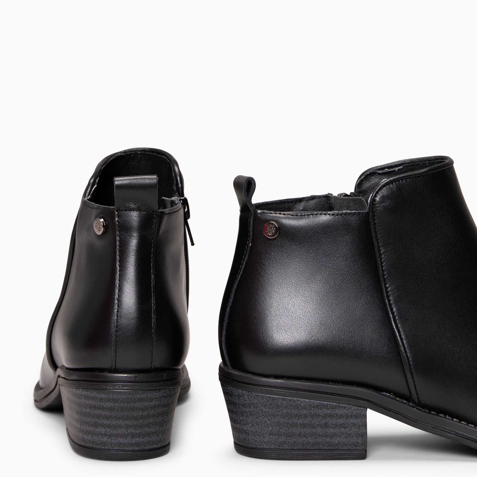 BALTIMOR - Bottines à petit talon en cuir NOIR