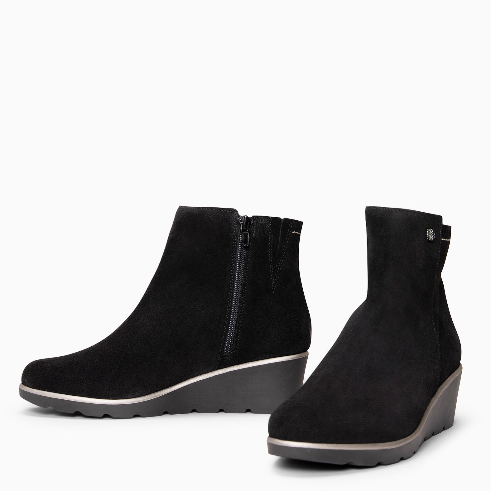 LULEA - bota de cano curto em couro repelente de água PRETO