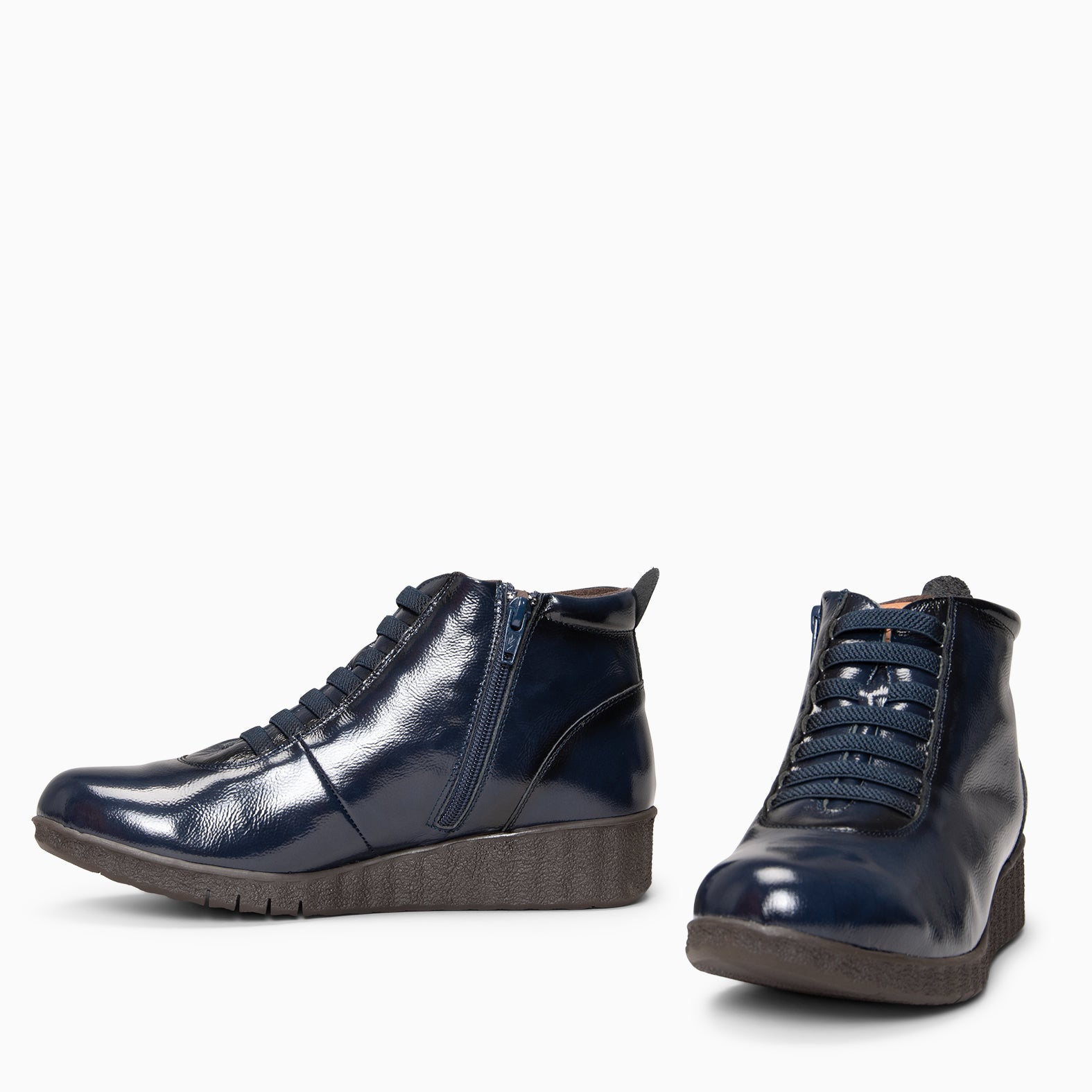 FLEXY - NAVY patent leather ankle-sneakers