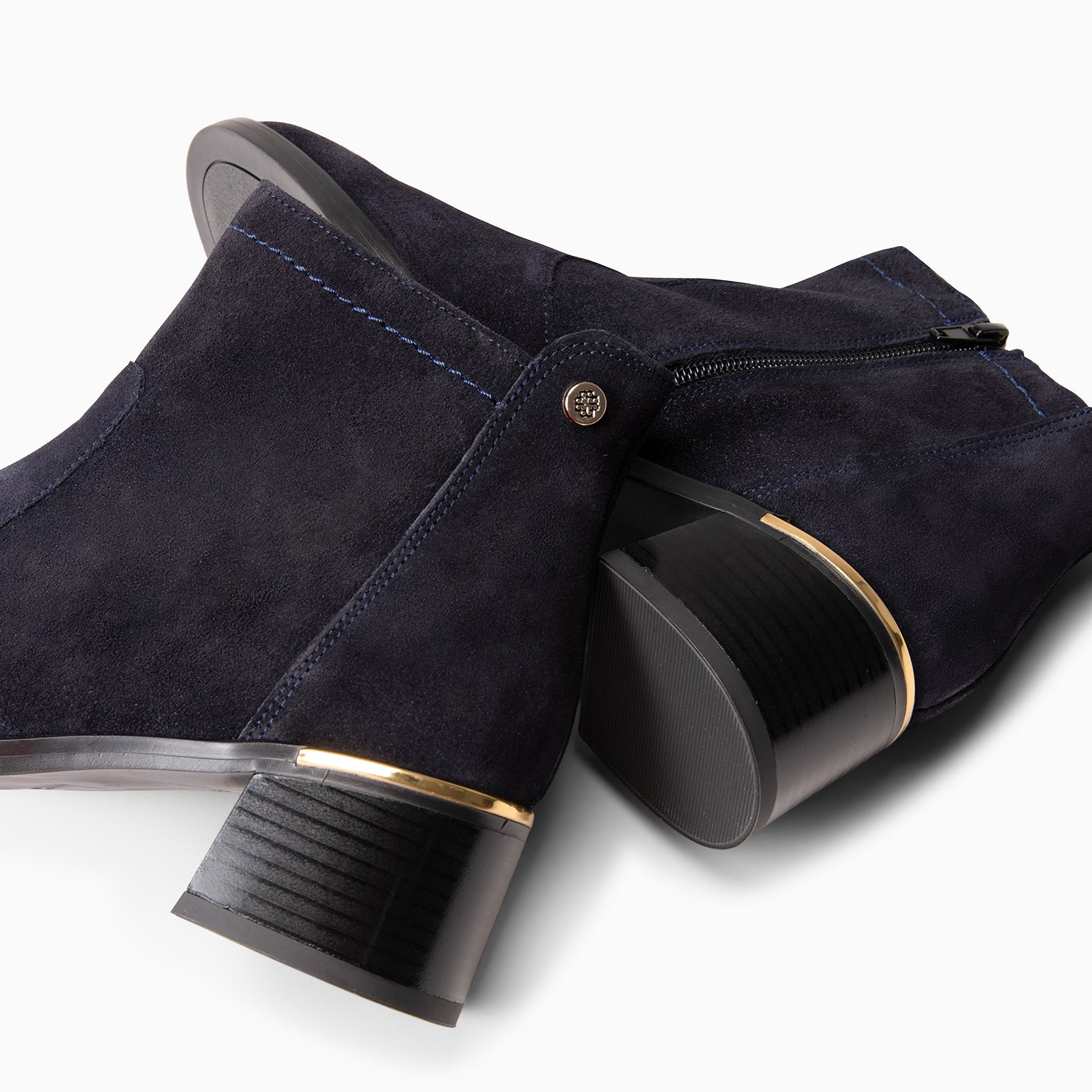 NIXIE - Bottines à talon moyen en daim hydrofuge BLEU MARINE