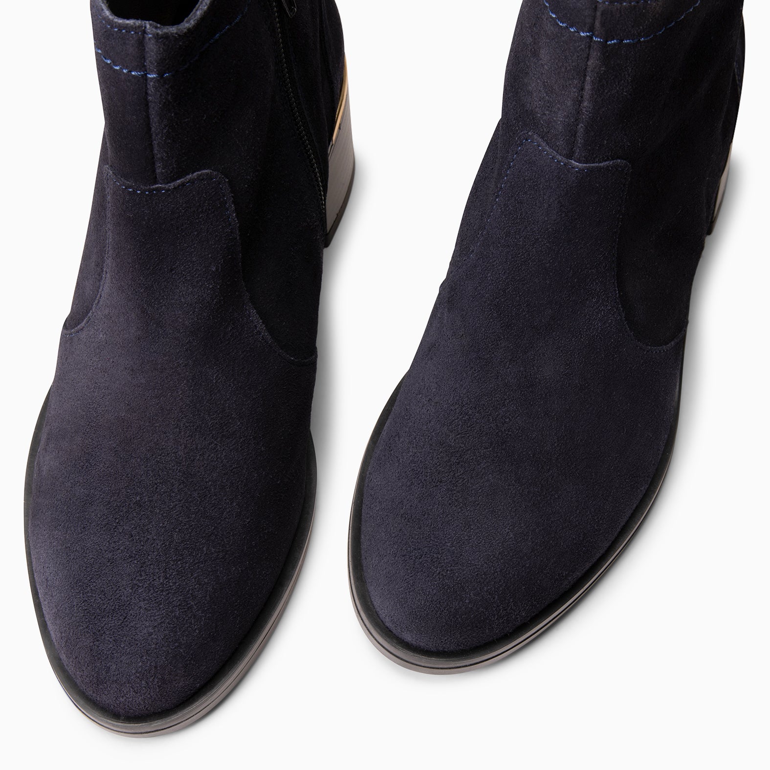 NIXIE - Bottines à talon moyen en daim hydrofuge BLEU MARINE