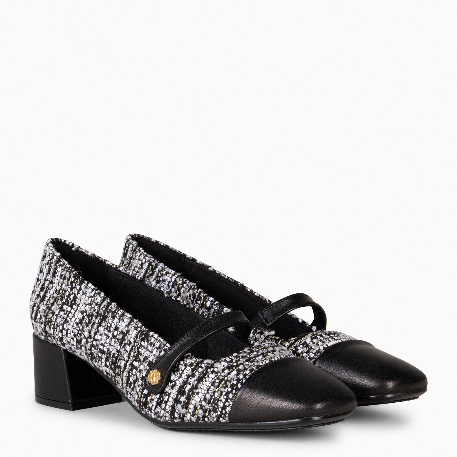 MARGOT – BLACK TWEED Heel Mary-Jane