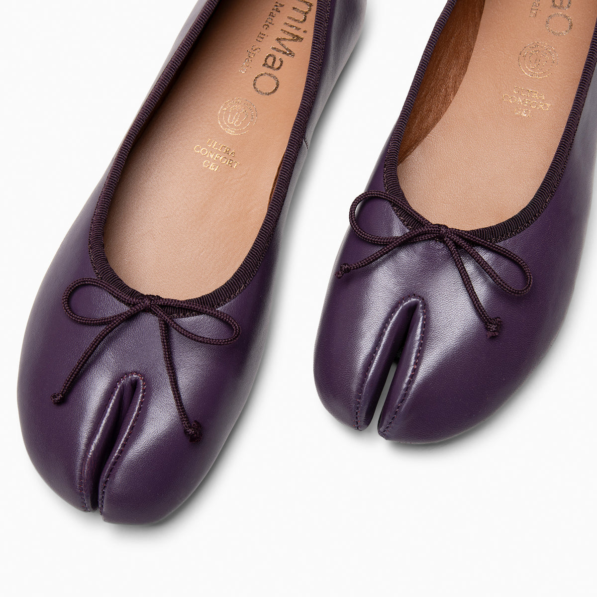 AMAYA - Bailarinas Tabi de piel MORADO