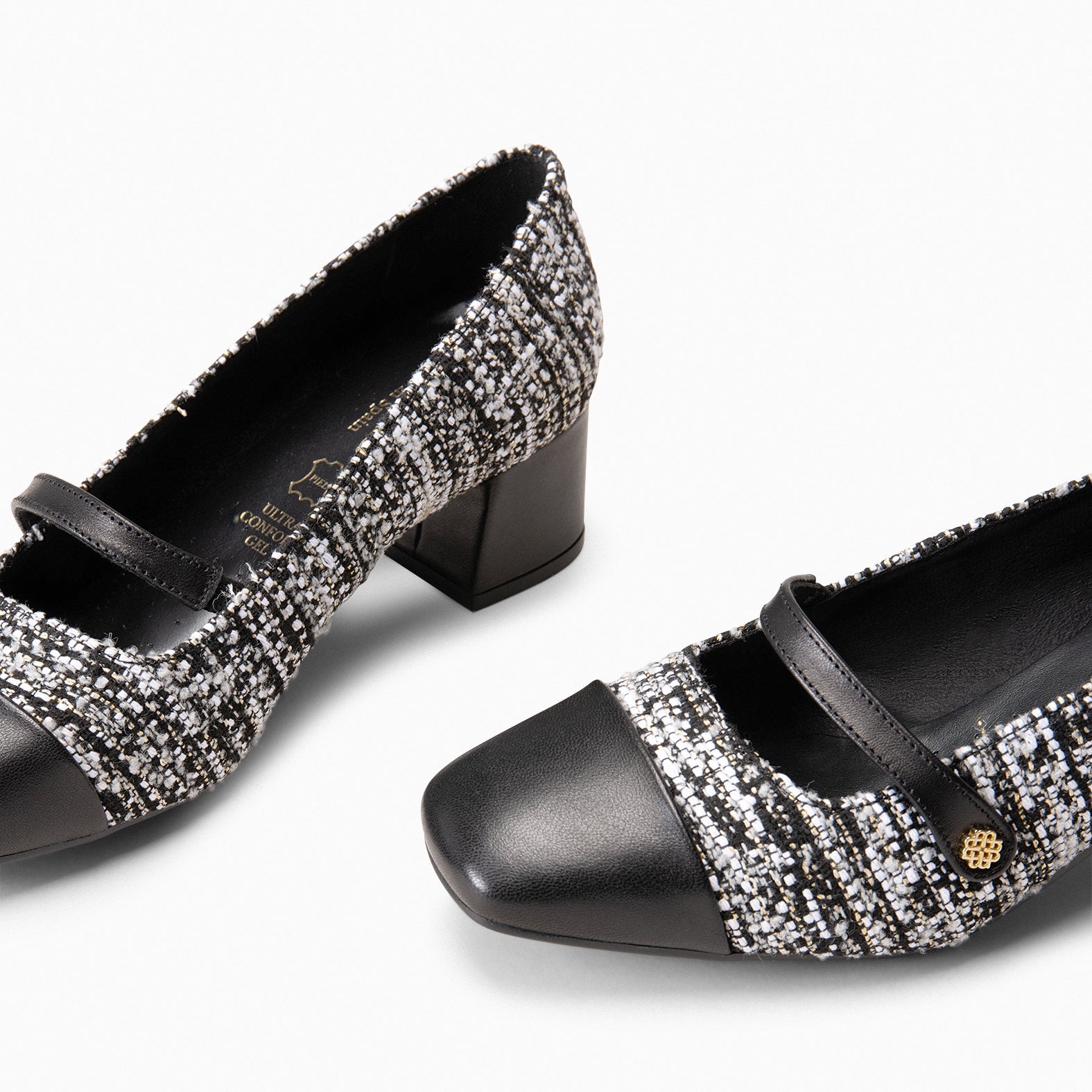 MARGOT – BLACK TWEED Heel Mary-Jane