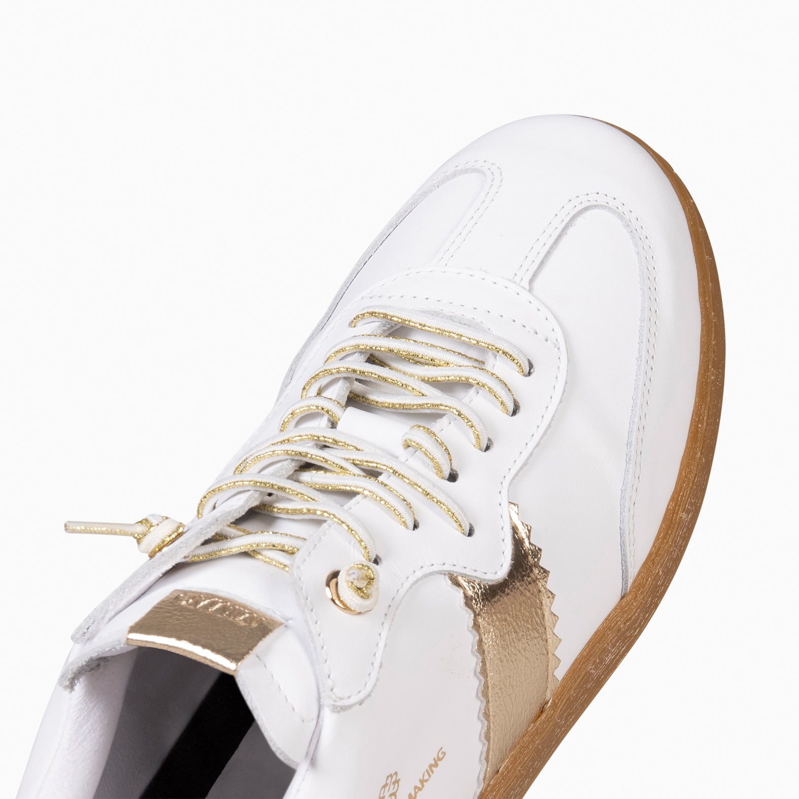 STÜDIO 01 – Baskets pour femme en daim BLANC et OR