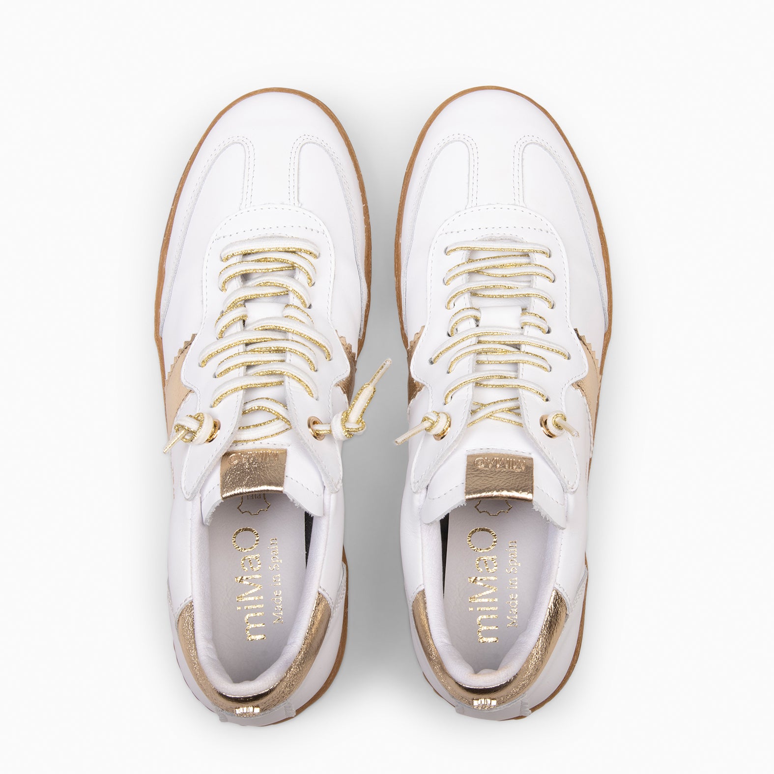 STÜDIO 01 – Baskets pour femme en daim BLANC et OR