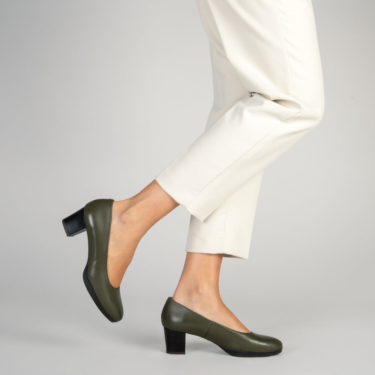 FLIGHT S - GREEN shoes with heel and platform