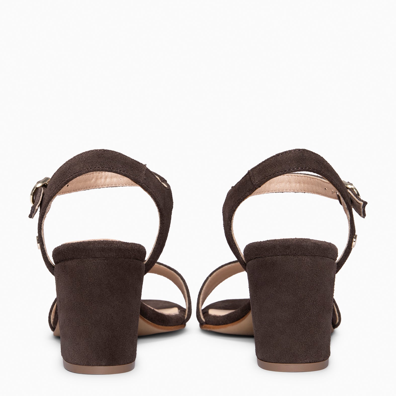 KEILA - Sandalias de tacón medio de ante MARRON