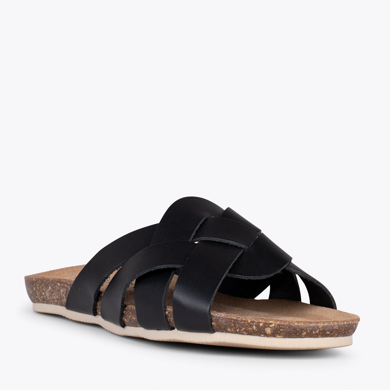 DALIA – Sandalias planas de color NEGRO