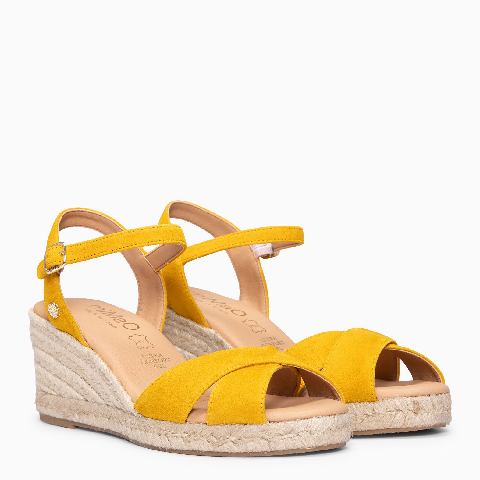 CALPE - Espadrilles à talon en daim JAUNE