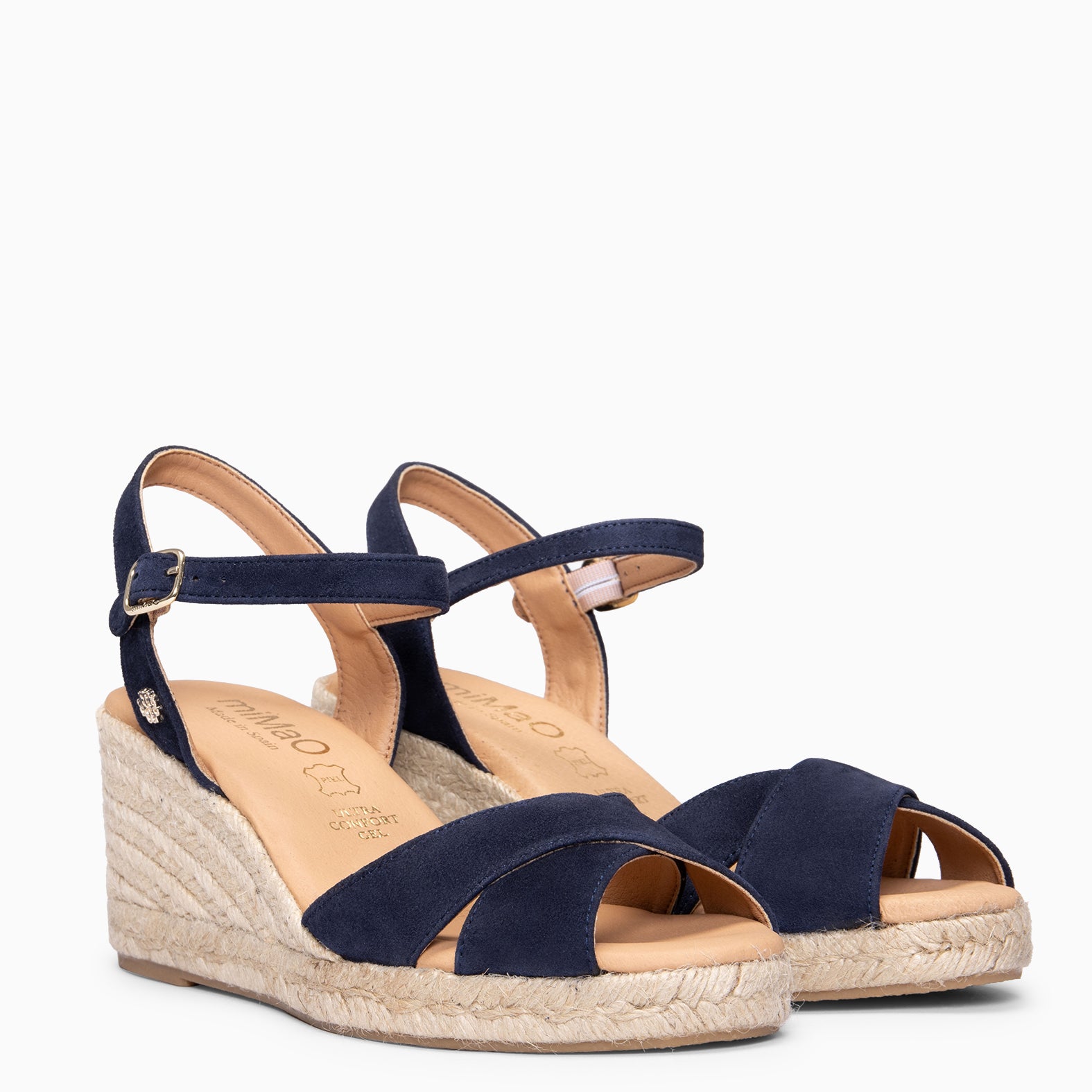 CALPE - Espadrilles à talon en daim BLEU MARINE