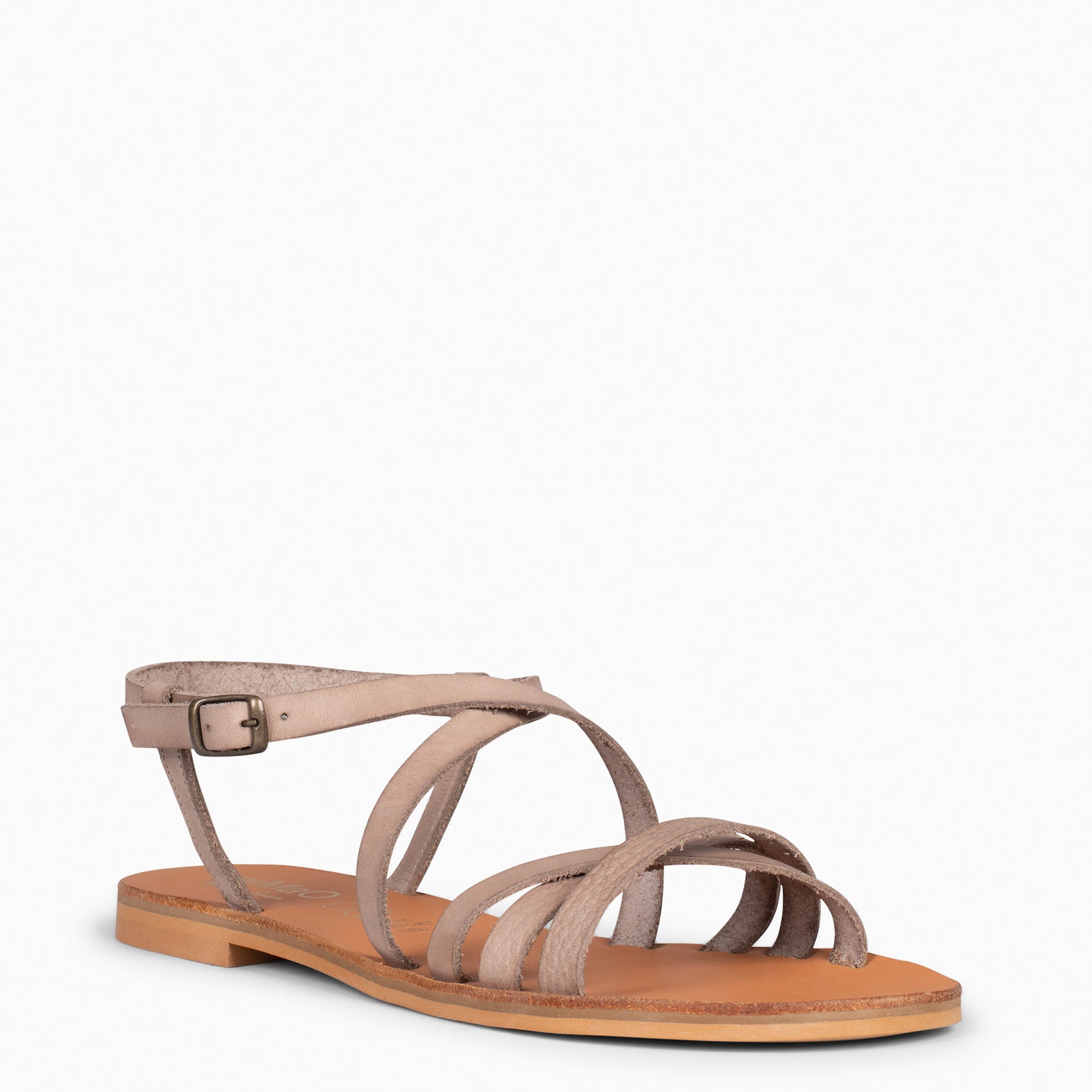 IXORA - Sandalias planas de mujer con hebilla TAUPE