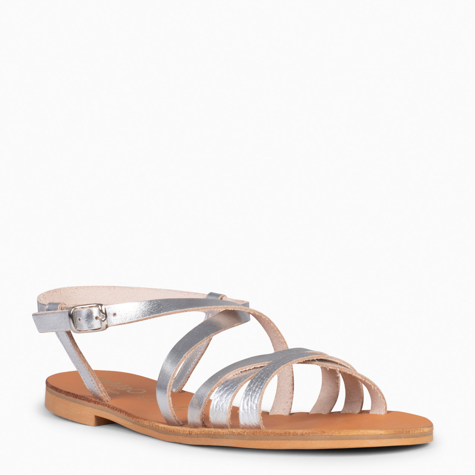 IXORA - Sandalias planas de mujer con hebilla PLATA