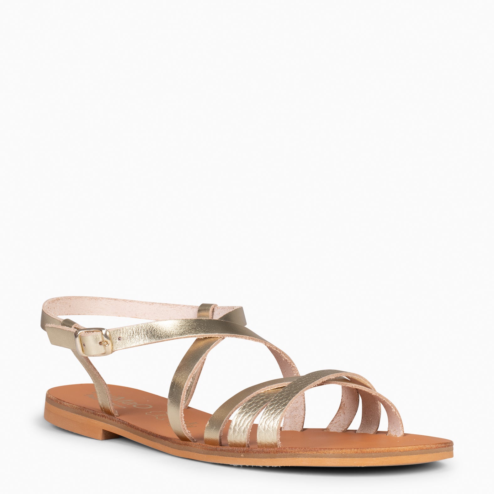 IXORA - Sandalias planas de mujer con hebilla PLATINO