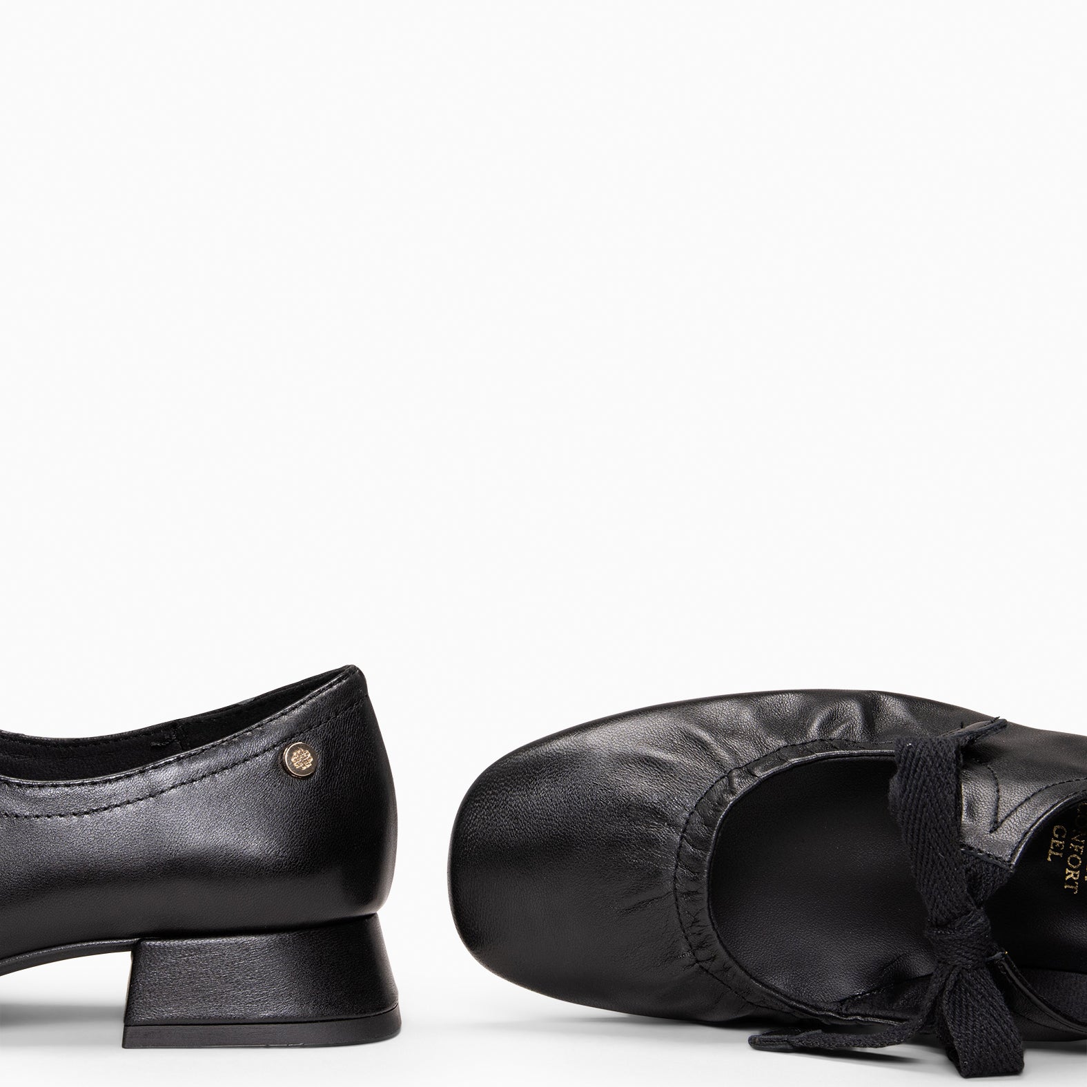 CORA - Mary Jane à petit talon et laçage en cuir NEGRO