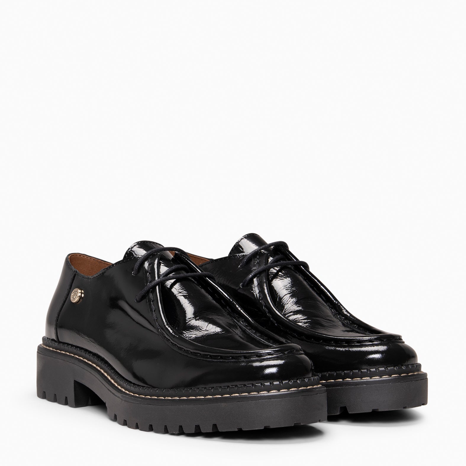 YALE - Mocasín con suela track con cordones NEGRO CHAROL