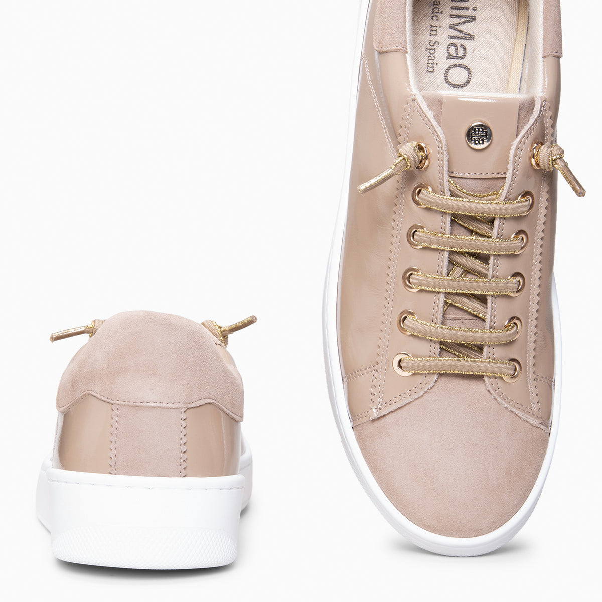 NANTES - Nude leren sneakers van lakleer