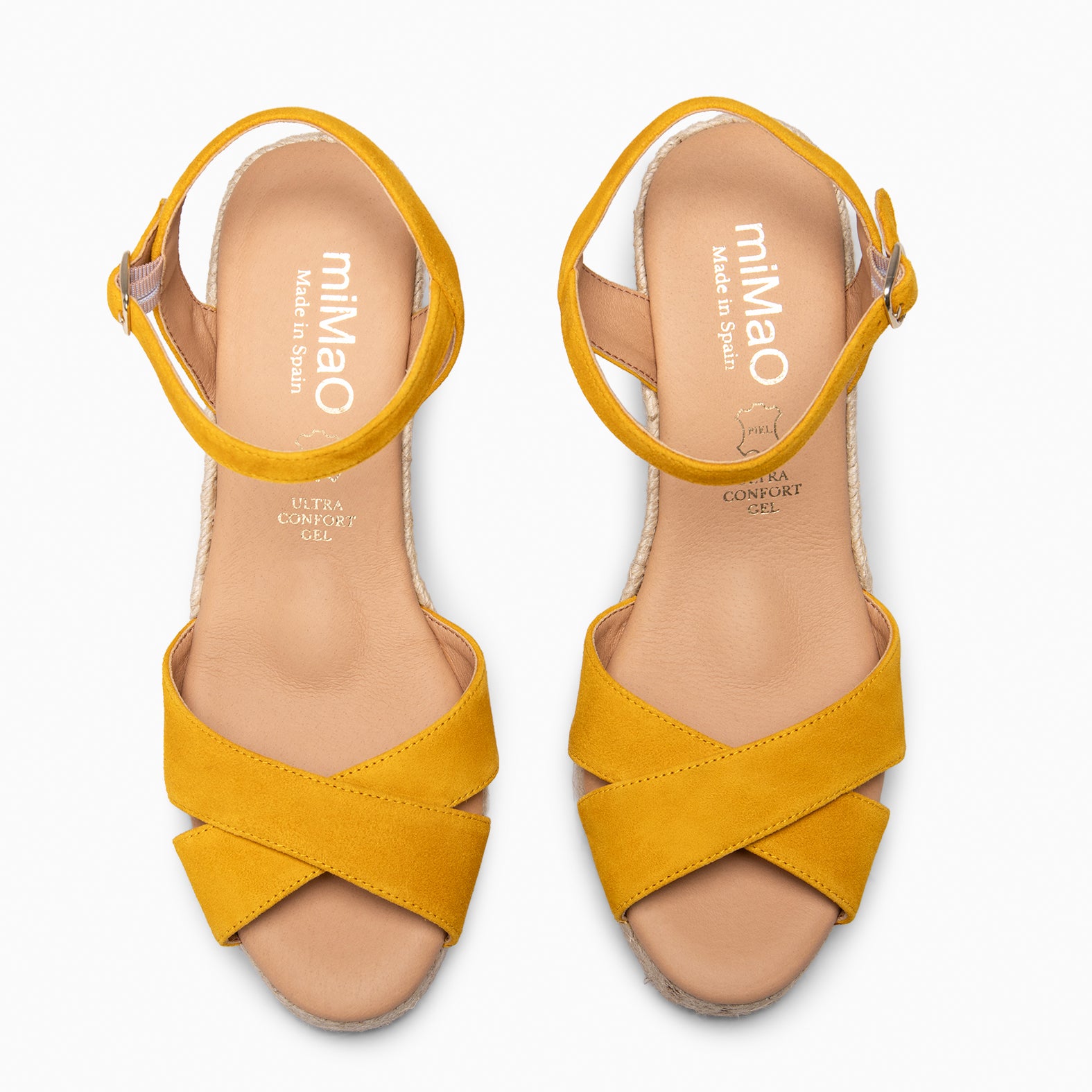 CALPE - Espadrilles à talon en daim JAUNE
