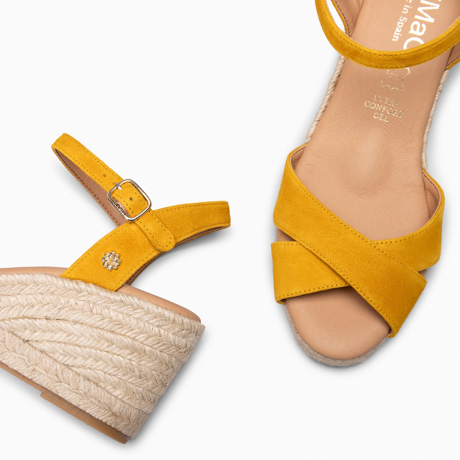 CALPE - Espadrilles à talon en daim JAUNE