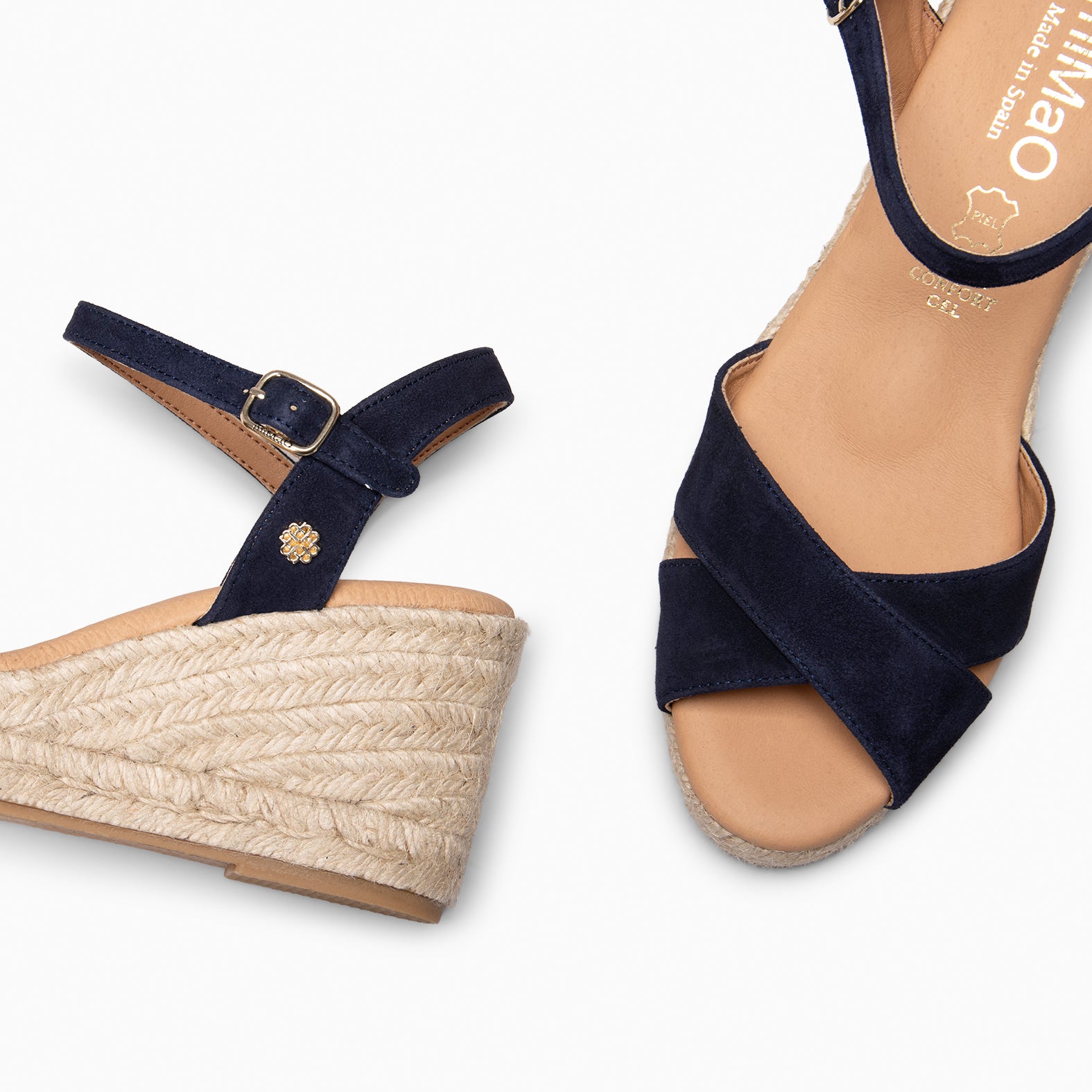 CALPE - Espadrilles à talon en daim BLEU MARINE