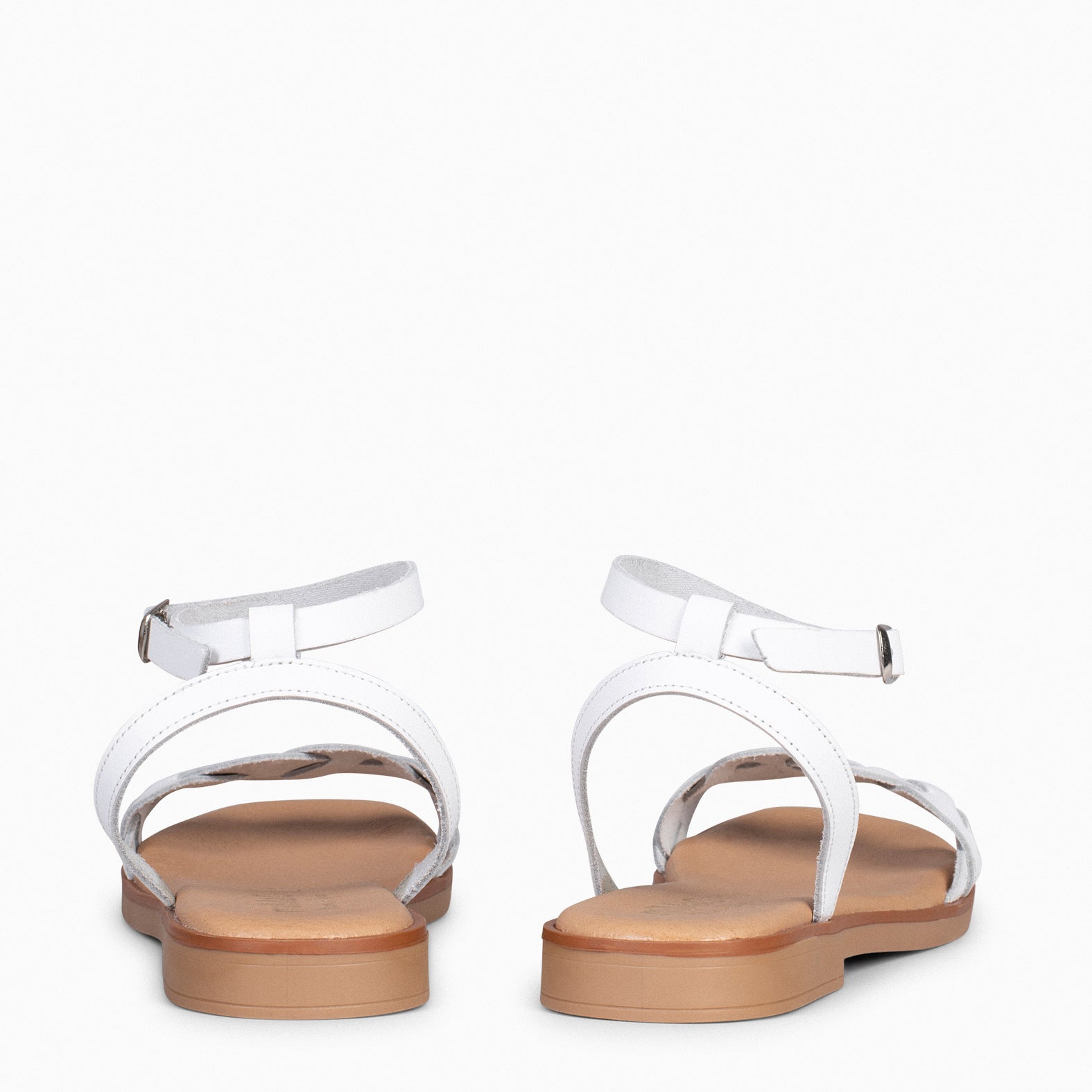 ARECA - Sandales Plates pour femme en cuir BLANC