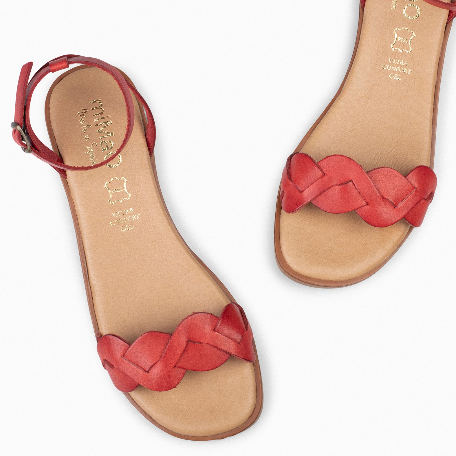 ARECA - Sandales ROUGE Plates pour femme