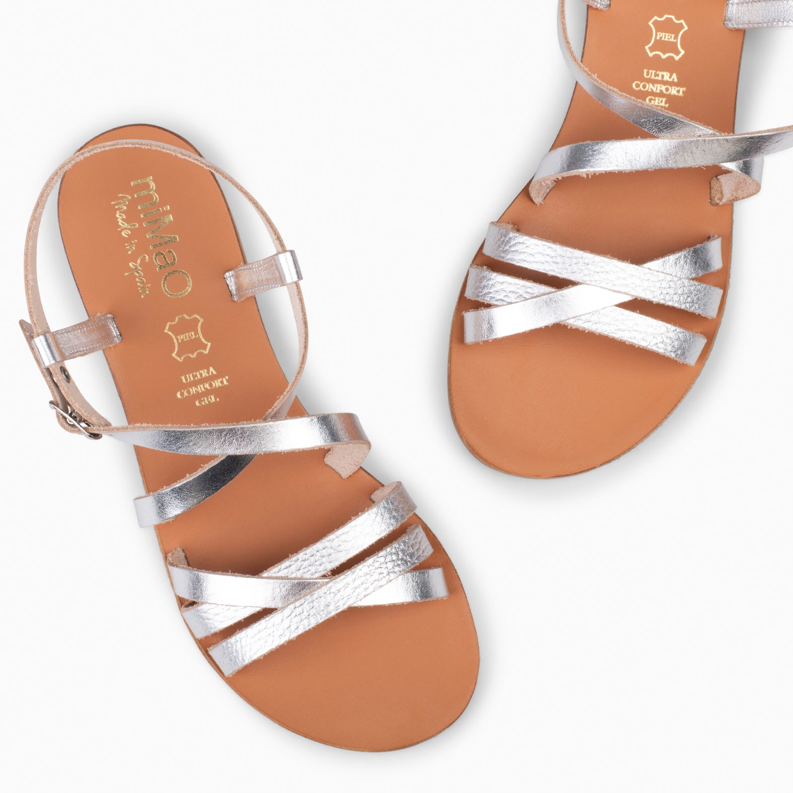 IXORA - Sandalias planas de mujer con hebilla PLATA